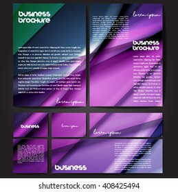 Corporate identity template set. Business stationery mock-up with colorful fading stripes. Branding design. Letter envelope, card, catalog, paper, notebook, presentation, letterhead. Vector