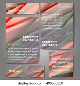 Corporate identity template set. Business stationery mock-up with colorful fading stripes. Branding design. Letter envelope, card, catalog, paper, notebook, presentation, letterhead. Vector