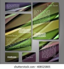 Corporate identity template set. Business stationery mock-up with colorful fading stripes. Branding design. Letter envelope, card, catalog, paper, notebook, presentation, letterhead. Vector