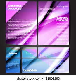Corporate identity template set. Business stationery mock-up with colorful fading stripes. Branding design. Letter envelope, card, catalog, paper, notebook, presentation, letterhead. Vector