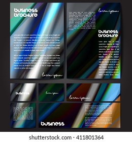 Corporate identity template set. Business stationery mock-up with colorful fading stripes. Branding design. Letter envelope, card, catalog, paper, notebook, presentation, letterhead. Vector