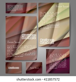 Corporate identity template set. Business stationery mock-up with colorful fading stripes. Branding design. Letter envelope, card, catalog, paper, notebook, presentation, letterhead. Vector