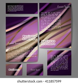 Corporate identity template set. Business stationery mock-up with colorful fading stripes. Branding design. Letter envelope, card, catalog, paper, notebook, presentation, letterhead. Vector