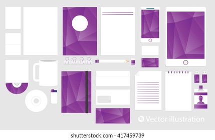Corporate identity template set. Business stationery mock-up. Branding design. Colorful geometric background.