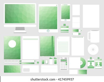 Corporate identity template set. Business stationery mock-up. Branding design. Colorful geometric background.