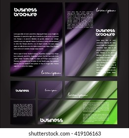 Corporate identity template set. Business stationery mock-up with colorful fading stripes. Branding design. Letter envelope, card, catalog, paper, notebook, presentation, letterhead. Vector