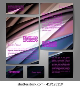 Corporate identity template set. Business stationery mock-up with colorful fading stripes. Branding design. Letter envelope, card, catalog, paper, notebook, presentation, letterhead. Vector