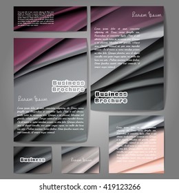 Corporate identity template set. Business stationery mock-up with colorful fading stripes. Branding design. Letter envelope, card, catalog, paper, notebook, presentation, letterhead. Vector