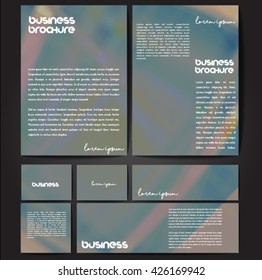 Corporate identity template set. Business stationery mock-up with colorful fading stripes. Branding design. Letter envelope, card, catalog, paper, notebook, presentation, letterhead. Vector