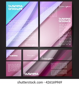 Corporate identity template set. Business stationery mock-up with colorful fading stripes. Branding design. Letter envelope, card, catalog, paper, notebook, presentation, letterhead. Vector