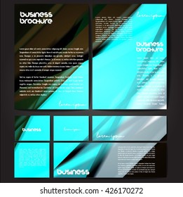 Corporate identity template set. Business stationery mock-up with colorful fading stripes. Branding design. Letter envelope, card, catalog, paper, notebook, presentation, letterhead. Vector