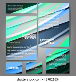 Corporate identity template set. Business stationery mock-up with colorful fading stripes. Branding design. Letter envelope, card, catalog, paper, notebook, presentation, letterhead. Vector