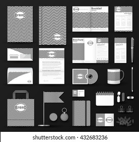 Corporate identity template set. Business stationery mock-up with wavy texture 