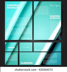 Corporate identity template set. Business stationery mock-up with colorful fading stripes. Branding design. Letter envelope, card, catalog, paper, notebook, presentation, letterhead. Vector