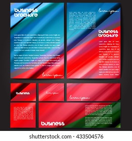 Corporate identity template set. Business stationery mock-up with colorful fading stripes. Branding design. Letter envelope, card, catalog, paper, notebook, presentation, letterhead. Vector