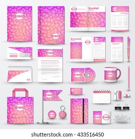 Corporate identity template set. Business stationery mock-up with geometric texture on blurred background