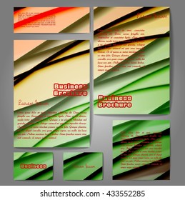Corporate identity template set. Business stationery mock-up with colorful fading stripes. Branding design. Letter envelope, card, catalog, paper, notebook, presentation, letterhead. Vector