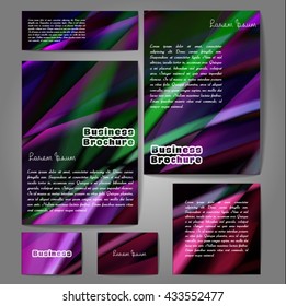 Corporate identity template set. Business stationery mock-up with colorful fading stripes. Branding design. Letter envelope, card, catalog, paper, notebook, presentation, letterhead. Vector