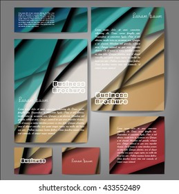 Corporate identity template set. Business stationery mock-up with colorful fading stripes. Branding design. Letter envelope, card, catalog, paper, notebook, presentation, letterhead. Vector