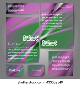 Corporate identity template set. Business stationery mock-up with colorful fading stripes. Branding design. Letter envelope, card, catalog, paper, notebook, presentation, letterhead. Vector