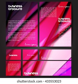 Corporate identity template set. Business stationery mock-up with colorful fading stripes. Branding design. Letter envelope, card, catalog, paper, notebook, presentation, letterhead. Vector