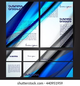Corporate identity template set. Business stationery mock-up with colorful fading stripes. Branding design. Letter envelope, card, catalog, paper, notebook, presentation, letterhead. Vector