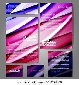 Corporate identity template set. Business stationery mock-up with colorful fading stripes. Branding design. Letter envelope, card, catalog, paper, notebook, presentation, letterhead. Vector