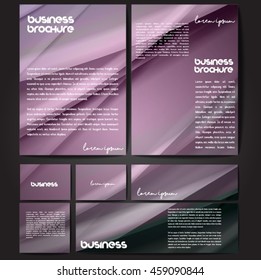 Corporate identity template set. Business stationery mock-up with colorful fading stripes. Branding design. Letter envelope, card, catalog, paper, notebook, presentation, letterhead. Vector