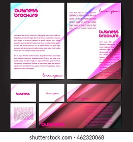 Corporate identity template set. Business stationery mock-up with colorful fading stripes. Branding design. Letter envelope, card, catalog, paper, notebook, presentation, letterhead. Vector