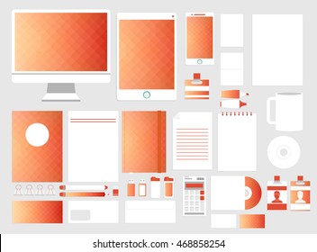 Corporate identity template set. Business stationery mock-up. Branding design. Colorful geometric background.