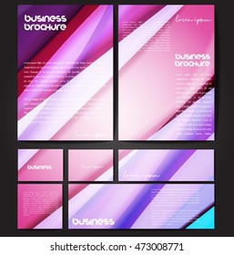 Corporate identity template set. Business stationery mock-up with colorful fading stripes. Branding design. Letter envelope, card, catalog, paper, notebook, presentation, letterhead. Vector