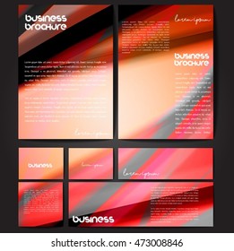 Corporate identity template set. Business stationery mock-up with colorful fading stripes. Branding design. Letter envelope, card, catalog, paper, notebook, presentation, letterhead. Vector