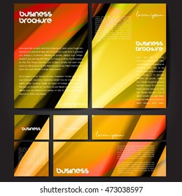 Corporate identity template set. Business stationery mock-up with colorful fading stripes. Branding design. Letter envelope, card, catalog, paper, notebook, presentation, letterhead. Vector