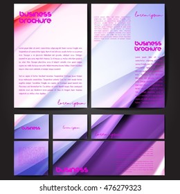 Corporate identity template set. Business stationery mock-up with colorful fading stripes. Branding design. Letter envelope, card, catalog, paper, notebook, presentation, letterhead. Vector