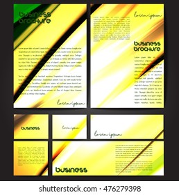 Corporate identity template set. Business stationery mock-up with colorful fading stripes. Branding design. Letter envelope, card, catalog, paper, notebook, presentation, letterhead. Vector