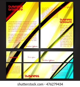 Corporate identity template set. Business stationery mock-up with colorful fading stripes. Branding design. Letter envelope, card, catalog, paper, notebook, presentation, letterhead. Vector