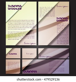 Corporate identity template set. Business stationery mock-up with colorful fading stripes. Branding design. Letter envelope, card, catalog, paper, notebook, presentation, letterhead. Vector