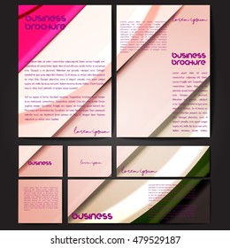 Corporate identity template set. Business stationery mock-up with colorful fading stripes. Branding design. Letter envelope, card, catalog, paper, notebook, presentation, letterhead. Vector