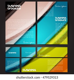 Corporate identity template set. Business stationery mock-up with colorful fading stripes. Branding design. Letter envelope, card, catalog, paper, notebook, presentation, letterhead. Vector