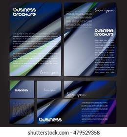 Corporate identity template set. Business stationery mock-up with colorful fading stripes. Branding design. Letter envelope, card, catalog, paper, notebook, presentation, letterhead. Vector