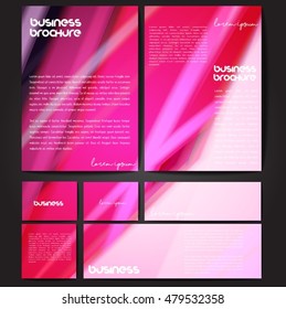 Corporate identity template set. Business stationery mock-up with colorful fading stripes. Branding design. Letter envelope, card, catalog, paper, notebook, presentation, letterhead. Vector