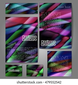 Corporate identity template set. Business stationery mock-up with colorful fading stripes. Branding design. Letter envelope, card, catalog, paper, notebook, presentation, letterhead. Vector