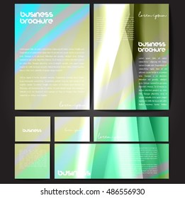 Corporate identity template set. Business stationery mock-up with colorful fading stripes. Branding design. Letter envelope, card, catalog, paper, notebook, presentation, letterhead. Vector