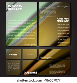 Corporate identity template set. Business stationery mock-up with colorful fading stripes. Branding design. Letter envelope, card, catalog, paper, notebook, presentation, letterhead. Vector