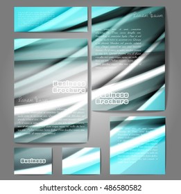 Corporate identity template set. Business stationery mock-up with colorful fading stripes. Branding design. Letter envelope, card, catalog, paper, notebook, presentation, letterhead. Vector