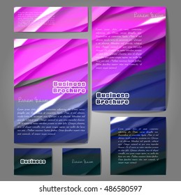 Corporate identity template set. Business stationery mock-up with colorful fading stripes. Branding design. Letter envelope, card, catalog, paper, notebook, presentation, letterhead. Vector