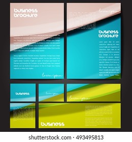 Corporate identity template set. Business stationery mock-up with colorful fading stripes. Branding design. Letter envelope, card, catalog, paper, notebook, presentation, letterhead. Vector