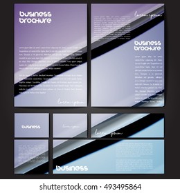 Corporate identity template set. Business stationery mock-up with colorful fading stripes. Branding design. Letter envelope, card, catalog, paper, notebook, presentation, letterhead. Vector