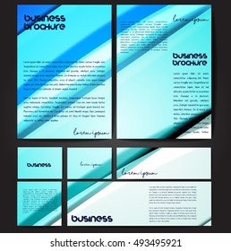 Corporate identity template set. Business stationery mock-up with colorful fading stripes. Branding design. Letter envelope, card, catalog, paper, notebook, presentation, letterhead. Vector
