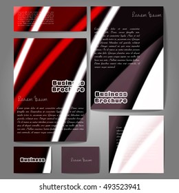 Corporate identity template set. Business stationery mock-up with colorful fading stripes. Branding design. Letter envelope, card, catalog, paper, notebook, presentation, letterhead. Vector